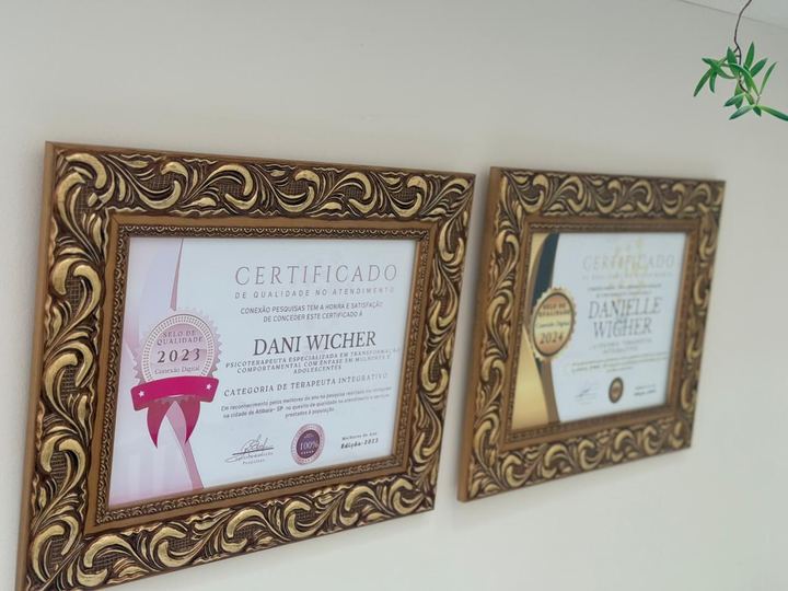 Dois certificados em molduras douradas